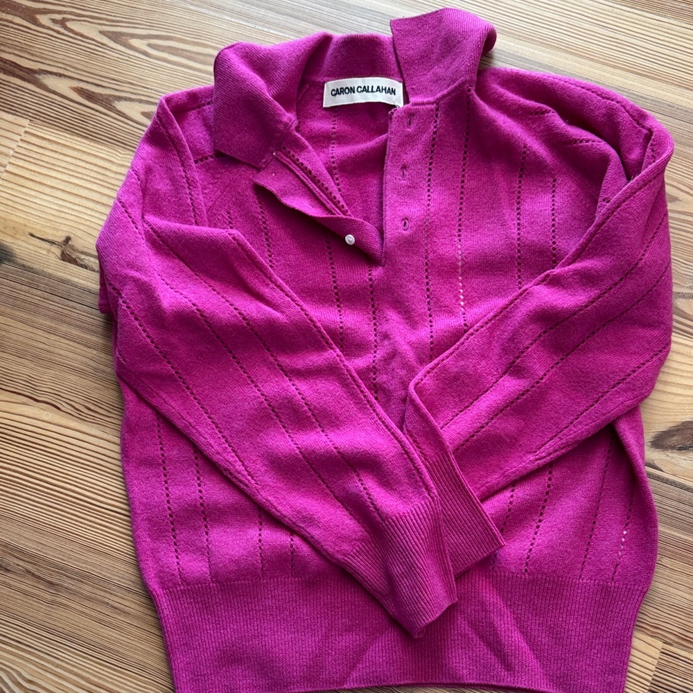 Caron Callahan Women's polo  Sweater in Vibrant Pink